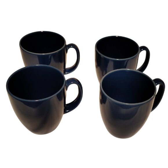 Corelle Stonewear Mugs Colbalt Blue Coffee Cups Set of 4 12oz Kitchen Wear Home - Picture 2 of 8